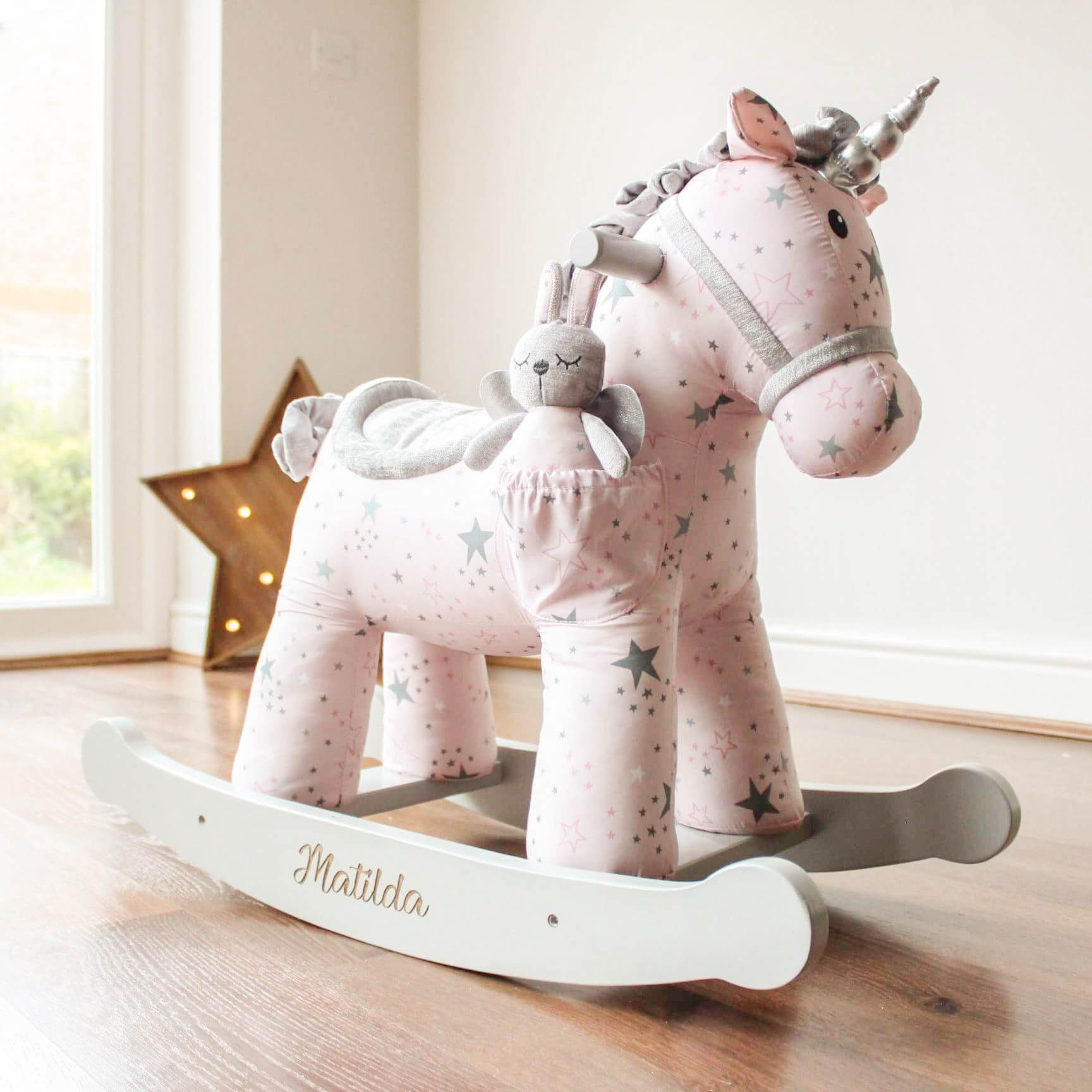 celeste and fae unicorn rocking horse