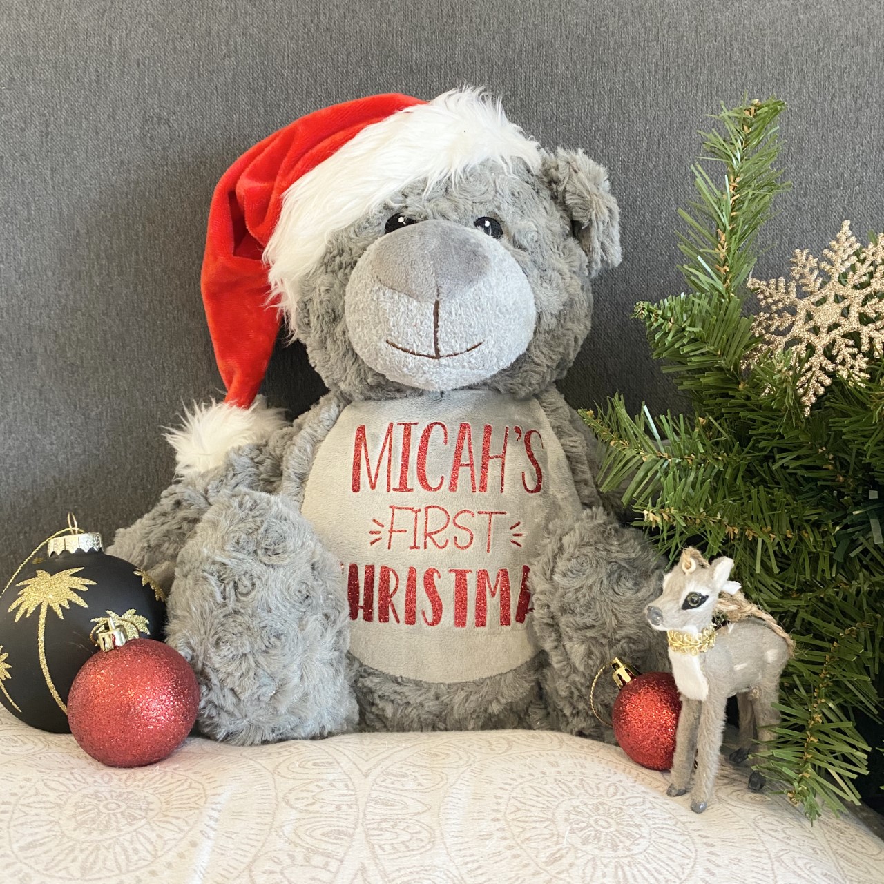 personalised first christmas teddy